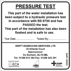 100 Swift 1200V2 Water Pressure Test Label