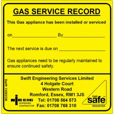 100 Swift 1300V2N Gas Service Record and Maintenance Labels