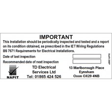 100 Swift 206P Personalised NAPIT Periodic Test Labels