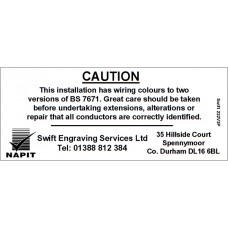 100 Swift 222V3P Personalised NAPIT Caution Harmonised Labels