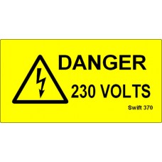 207 Swift 370 Danger 230 Volts Labels