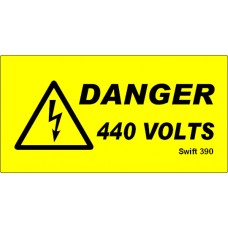 207 Swift 390 Danger 440 Volts Labels