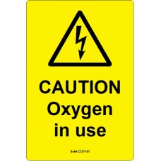 100 Swift COY151 Caution Oxygen in use label