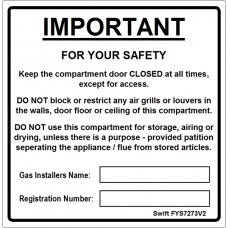 100 Swift FYS7273V2 IMPORTANT for your safety labels
