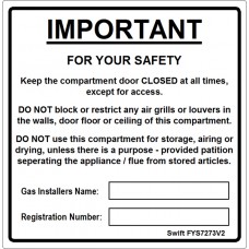 100 Swift FYS7273V2 IMPORTANT for your safety labels