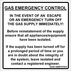 100 Swift GEM7273V2 GAS EMERGENCY CONTROL labels