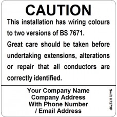 100 Swift H7273P Caution Harmonised Cables Colour Labels