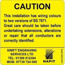 100 Swift HN7273PY Caution Harmonised Cables Colour Labels