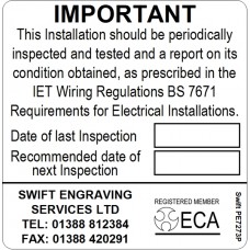 100 Swift PE7273P ECA Approved Contractor Periodic Test Labels