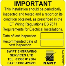 100 Swift PN7273PY NAPIT Periodic Test Labels Personalised