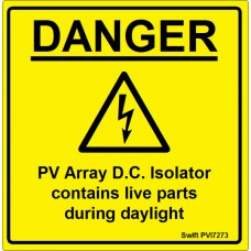 100 Swift PVI7273 PV Array DC Isolator Labels