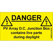 207 Swift PVJ5025 PV Array DC Junction Box labels