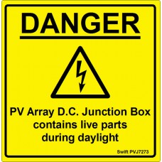 100 Swift PVJ7273 PV Array DC Junction Box Labels