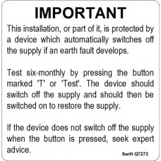 100 Swift S7273 Six Monthly Test Labels