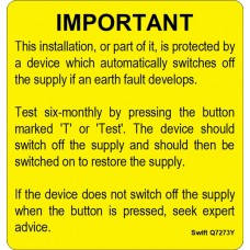 100 Swift S7273Y Six Monthly Test Labels