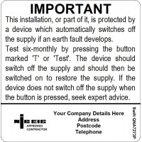 100 Swift SNA7273P NICEIC Approved Contractor Six Monthly Test