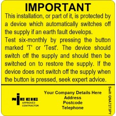 100 Swift SNA7273PY NICEIC Approved Contractor Six Monthly Test