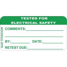 250 Swift TFE5025GW Tested for Electrical Safety Labels